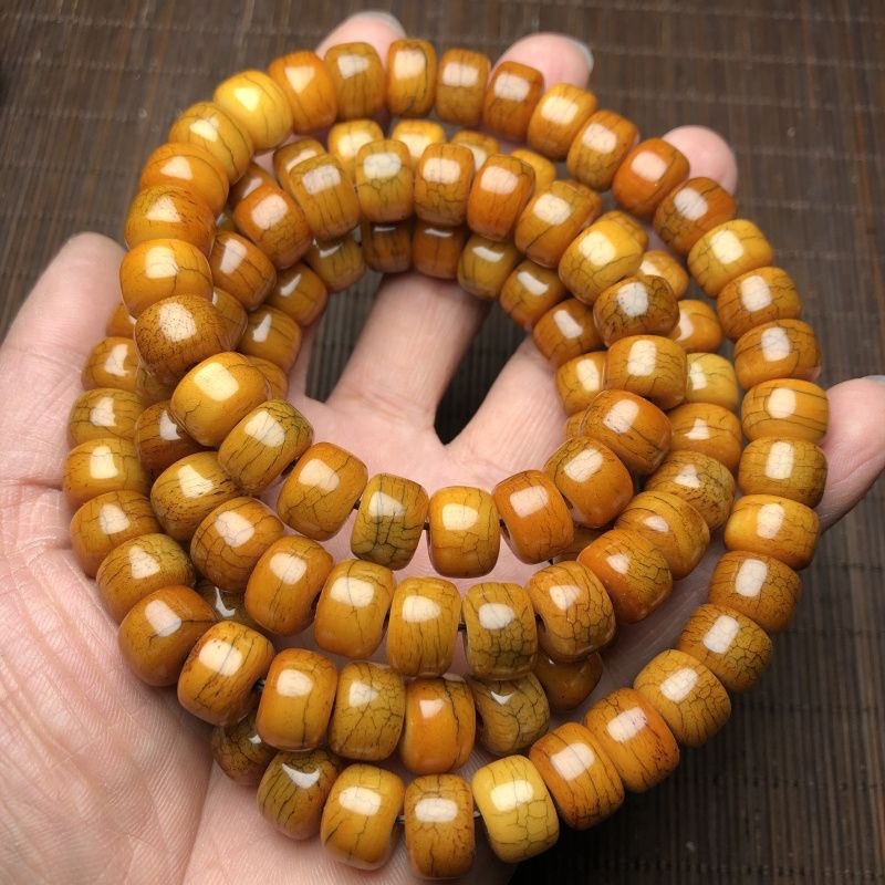 ทิเบตจามรีสร้อยข้อมือกระดูกแท้สะสม108ลูกปัดกระดูกศักดิ์สิทธิ์ Mala ทิเบตลูกปัดอธิษฐานพุทธ