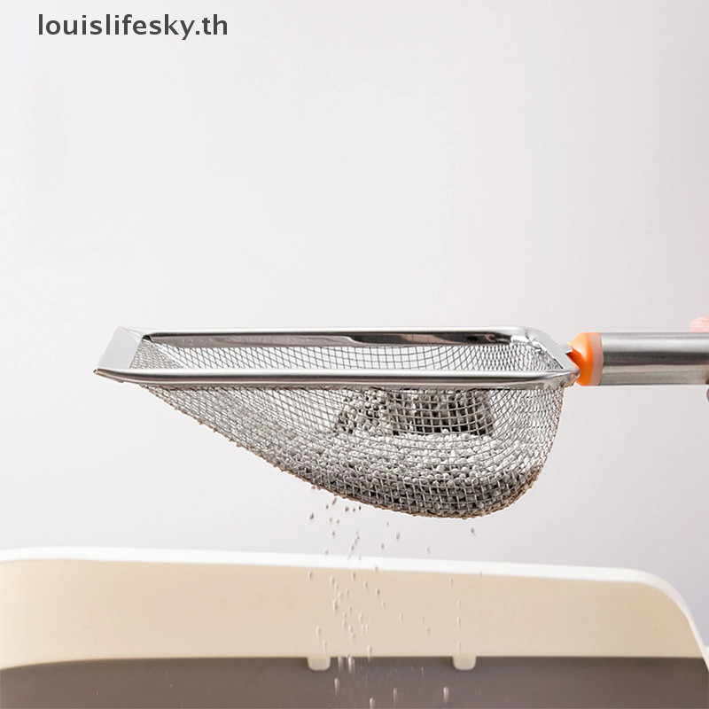 Llth สแตนเลสตาข่าย Fine Cat Litter Scoop ทําความสะอาดง่าย Non-Stick Shovel สําหรับสัตว์เลื้อยคลานทรายที่มีประสิทธิภาพทนทาน Litter Scoop ร้อน