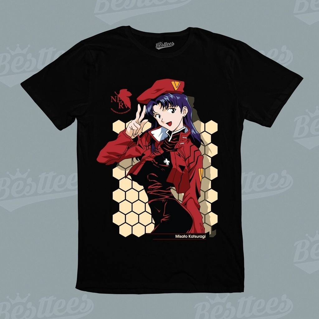 ใหม่ Mens/men/mens อะนิเมะญี่ปุ่น Neon Genesis Evangelion Misato Katsuragi เสื้อยืด