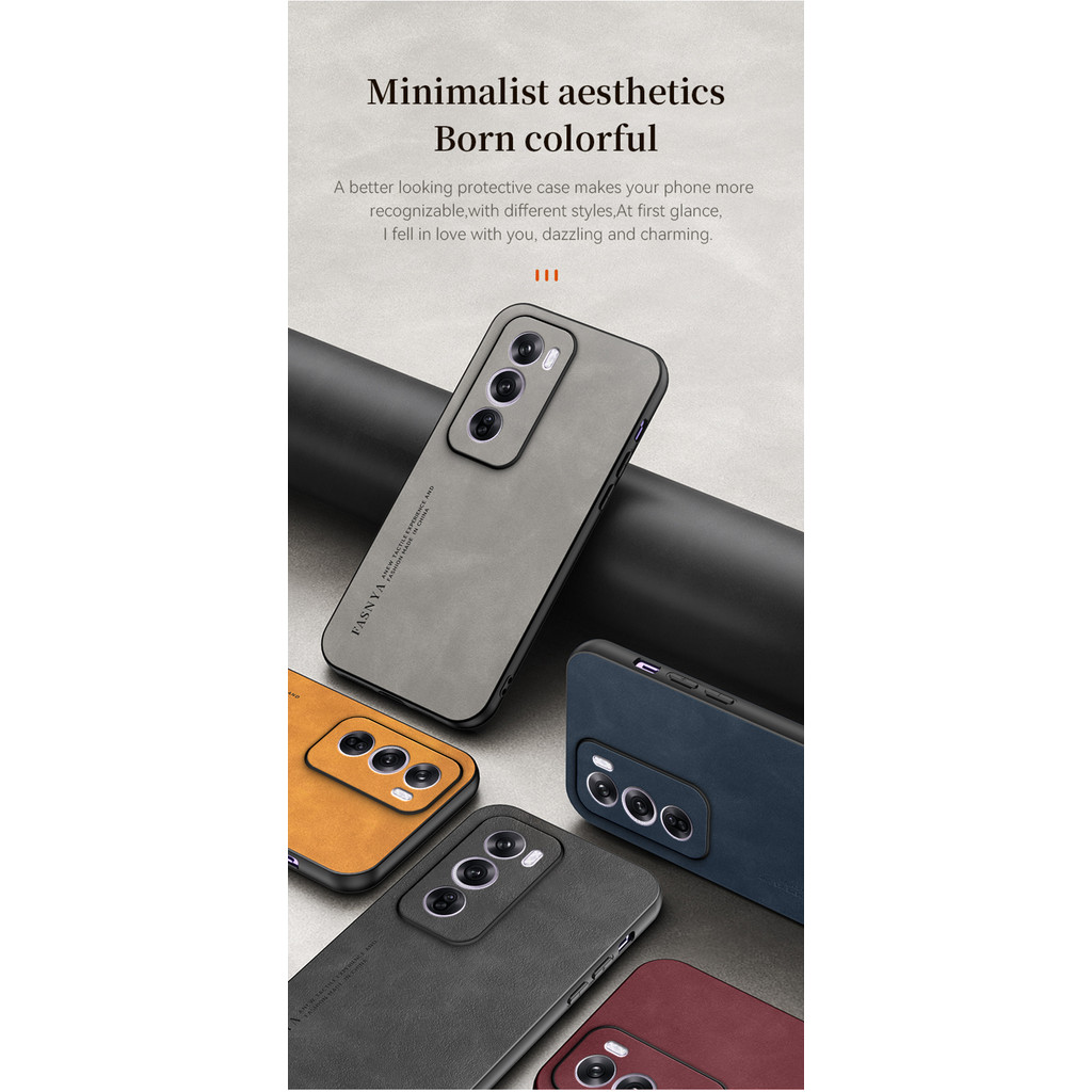 สําหรับเคสโทรศัพท์ OPPO Reno 12 5G, เคสป้องกันหนังกลับหนังแกะหรูหราพร้อมขอบแข็งและนุ่ม - รูปที่ 7