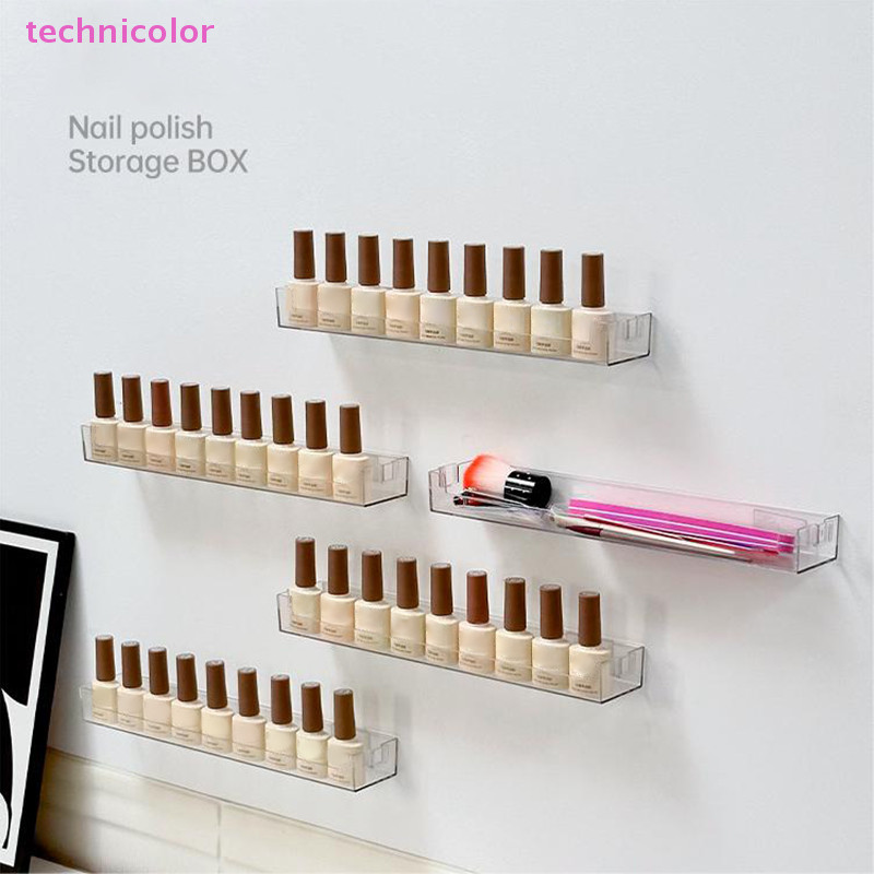 [สีเทคโนโลยี] เล็บเกราะน้ํามันกาวชั้นวางจอแสดงผลแว่นตายืนแสดงเครื่องสําอางโปร่งใสกล่องเก็บแปรงยาทาเล็บผนังชั้นวางหุ้นใ