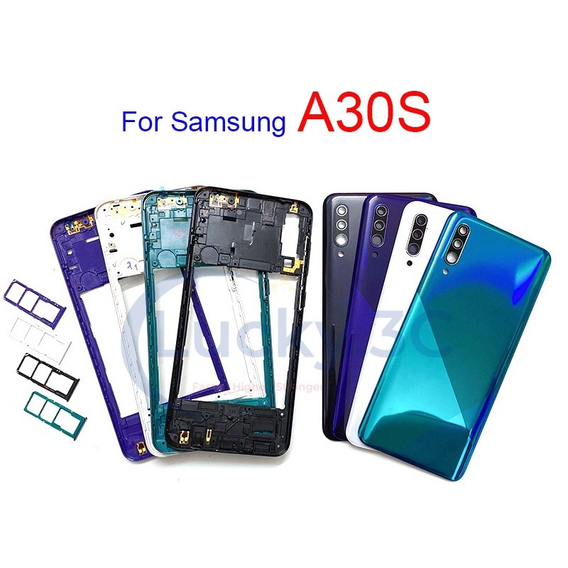 สําหรับ Samsung Galaxy A30S ฝาหลังที่อยู่อาศัยกรอบกลางซิมการ์ดที่ใส่ถาด