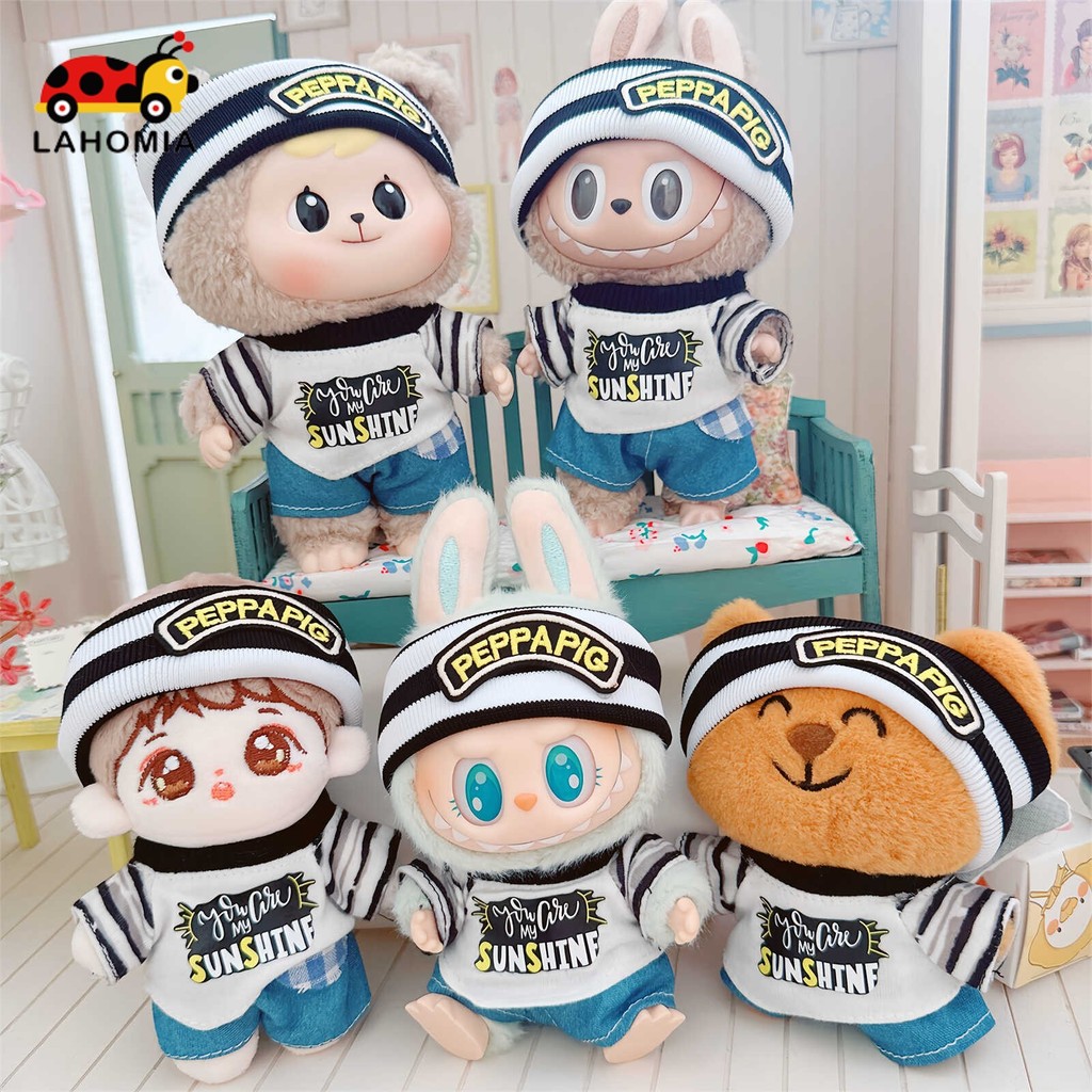 Lahomia ชุด labubu macaron 17ซม. พรีเมี่ยมกราฟฟิตี ตุ๊กตาเสื้อผ้าสูทเ