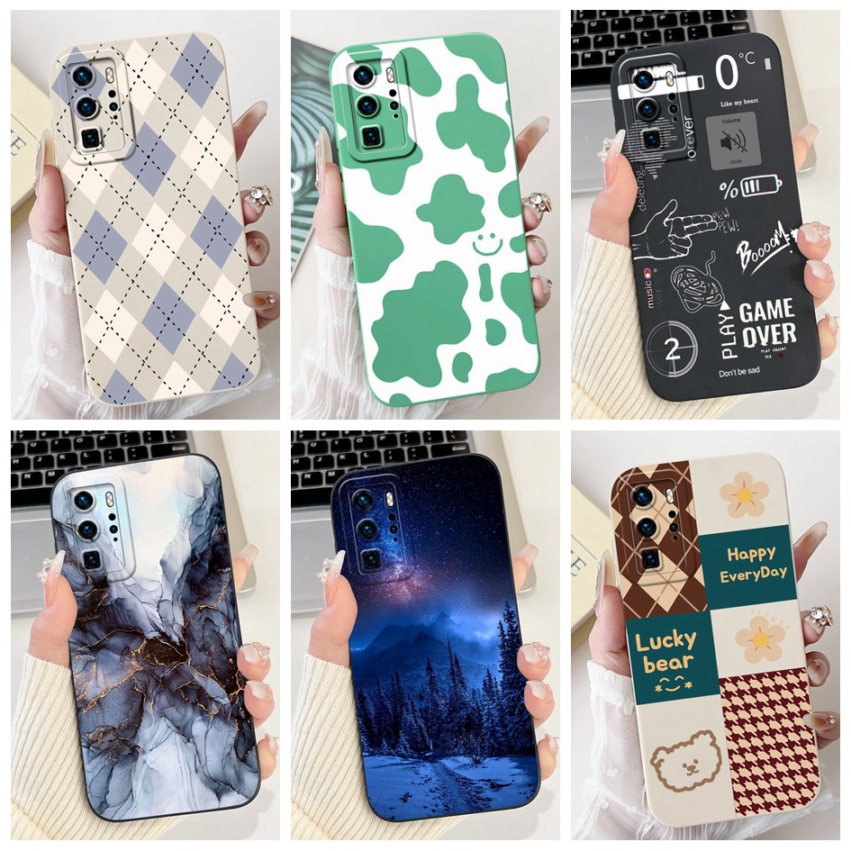 ปลอกกันกระแทกสําหรับ Huawei P40 Pro P 40 4G ฝาครอบแฟชั่นทาสีป้องกันกล้องเคสซิลิโคนอ่อนนุ่มสําหรับ Huawei P40 4G Shell