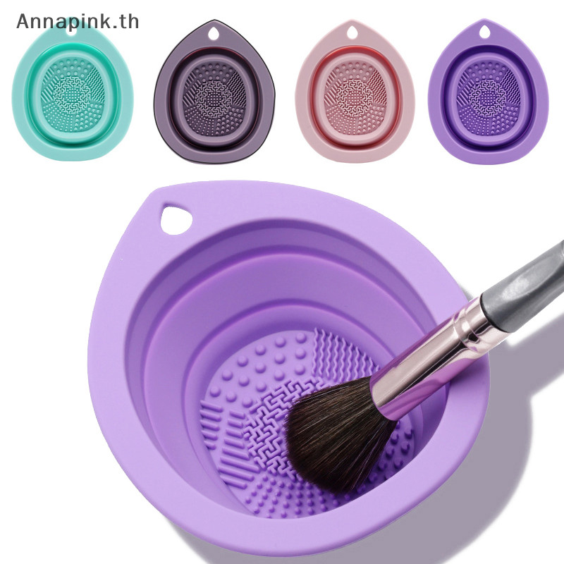 Annapink.th ซิลิโคนแปรงแต่งหน้าทําความสะอาดพัฟพับชามทําความสะอาดแปรงอายแชโดว์ซักผ้า Soft Mat เครื่องมือความงาม Scrubber กล่อง EN