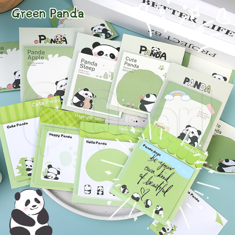 3 เล่ม Green Panda Sticky Notes - To Do List Memo Pad - สติ๊กเกอร์การ์ตูน Panda Series - ป้าย Notepad Sticky Notes - กระดาษบุ๊คมาร์คนักเรียน - อุปกรณ์การเรียนเครื่องเขียนสํานักงาน