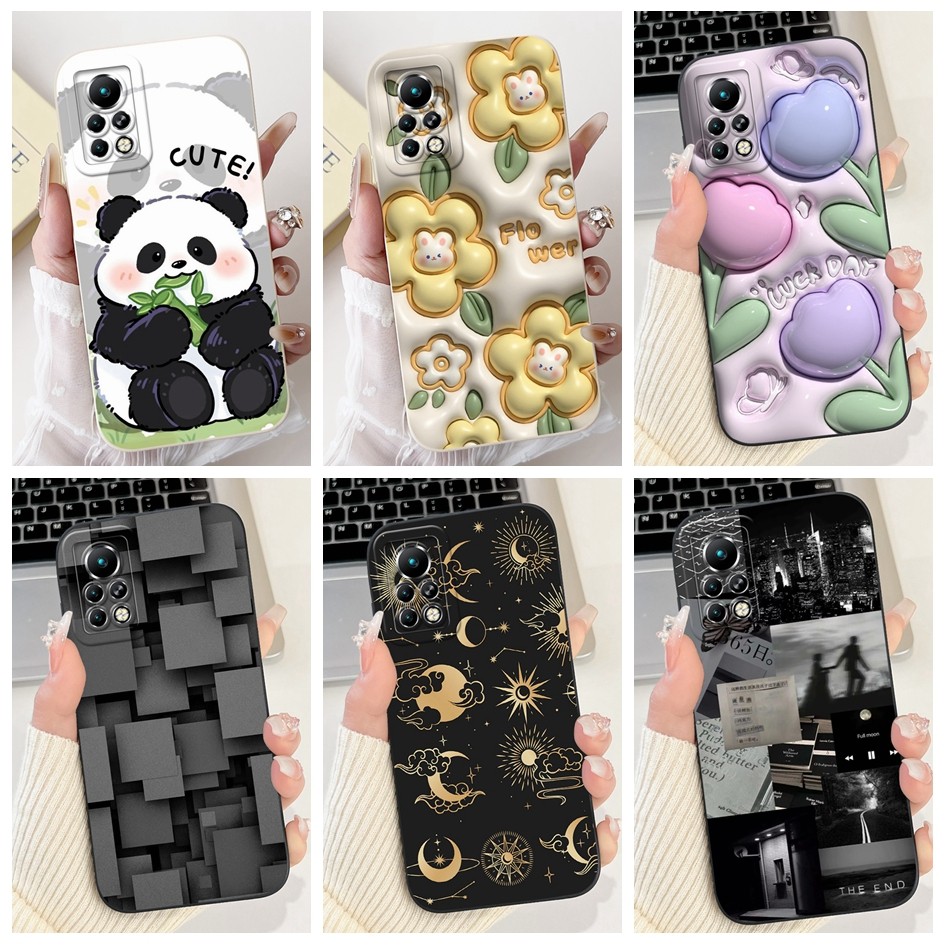 ปลอกสําหรับ Infinix Note 11 Pro X697 / หมายเหตุ 11s X698 เคสโทรศัพท์แฟชั่นทาสีซิลิโคนอ่อนนุ่มกล้องเลนส์ป้องกัน Matte Cover