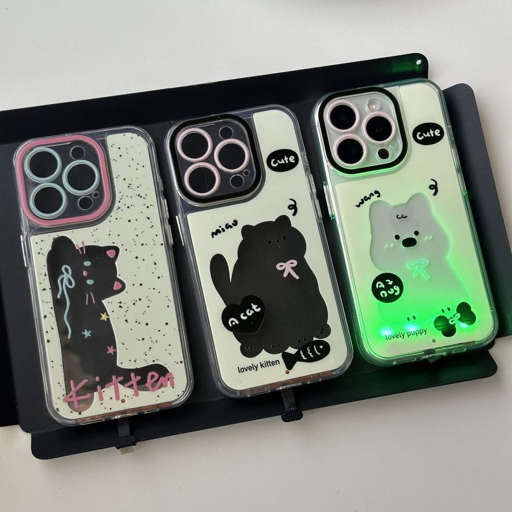 Cool Luminous Cat เหมาะสําหรับ iPhone14promax Apple 15 เคสโทรศัพท์ 13 กันกระแทก 12 เคสป้องกัน 16 จุดหญิง