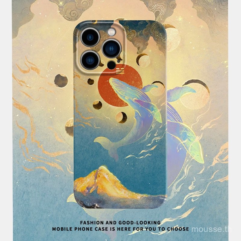 พรกรกฎาคม Red Sun Whale Samsung เคสมือถือเข้ากันได้กับ S22 S23 S24 PLUS A34 A54 5G A14 A55เคสมือถือ 