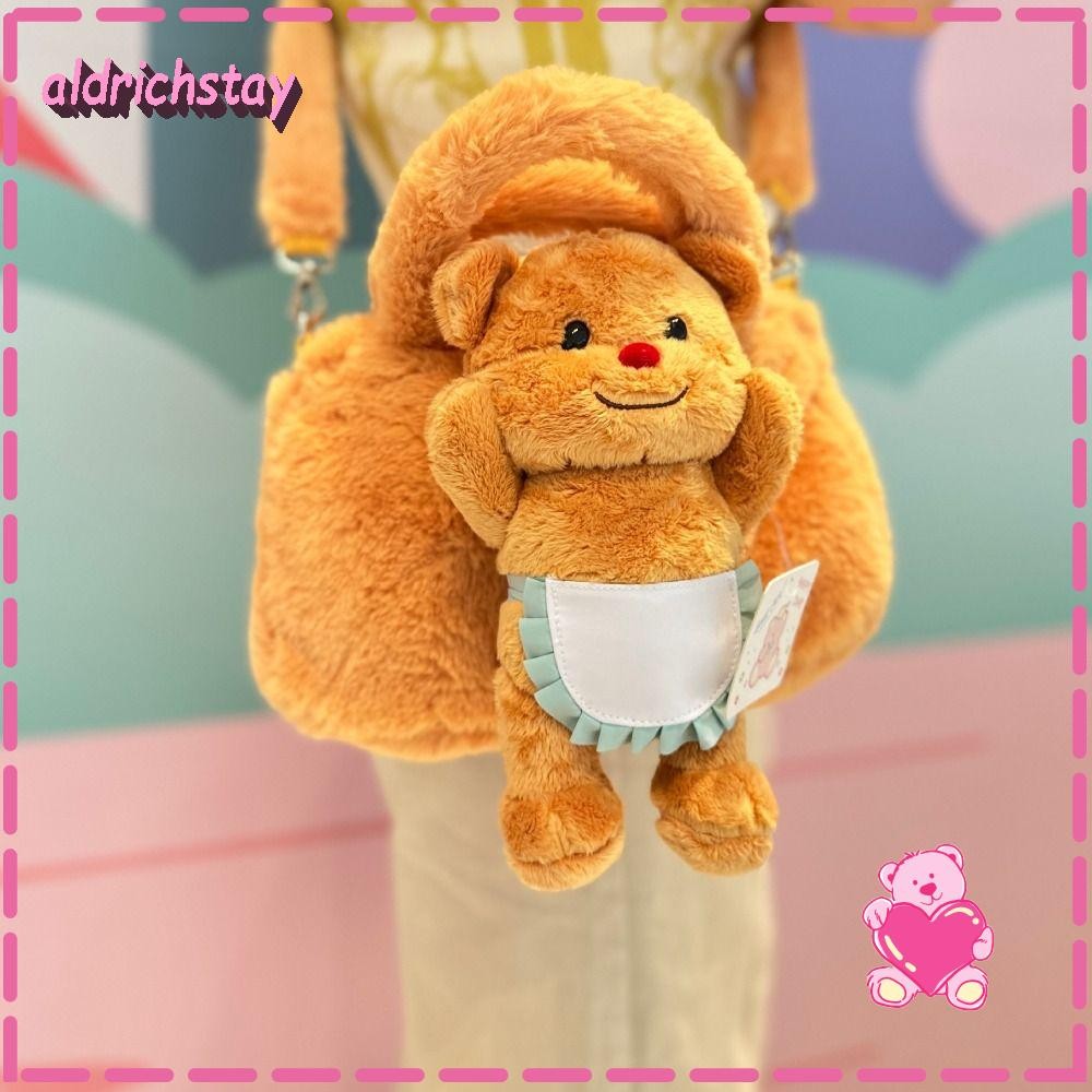 Exodus Butter Bear กระเป๋าสะพายข้าง,การ์ตูนที่ถอดออกได้ตุ๊กตาสัตว์กระเป๋าสะพาย,นุ่มความจุขนาดใหญ่สีทึบกระเป๋าถือน่ารัก