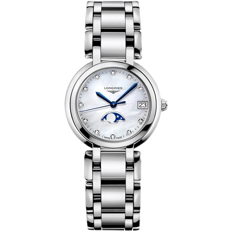 Longines Longines Longines นาฬิกาผู้หญิง Moon Phase Quartz Diamond Watch L8.115.4.87.6 United Warran