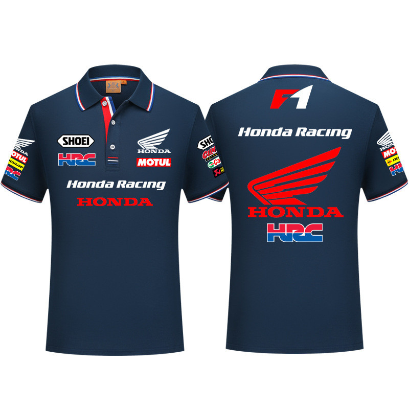 Honda hrc แขนสั้น F1 Racing Jersey รถจักรยานยนต์เสื้อยืดขี่จักรยาน POLO เสื้อ Fleet Workwear ผู้ชาย Casual Top