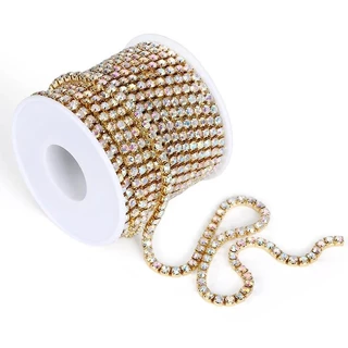1yard/91 ซม.Rhinestones Chain คริสตัล Glitter เย็บสําหรับชุดอุปกรณ์เสริมตกแต่ง