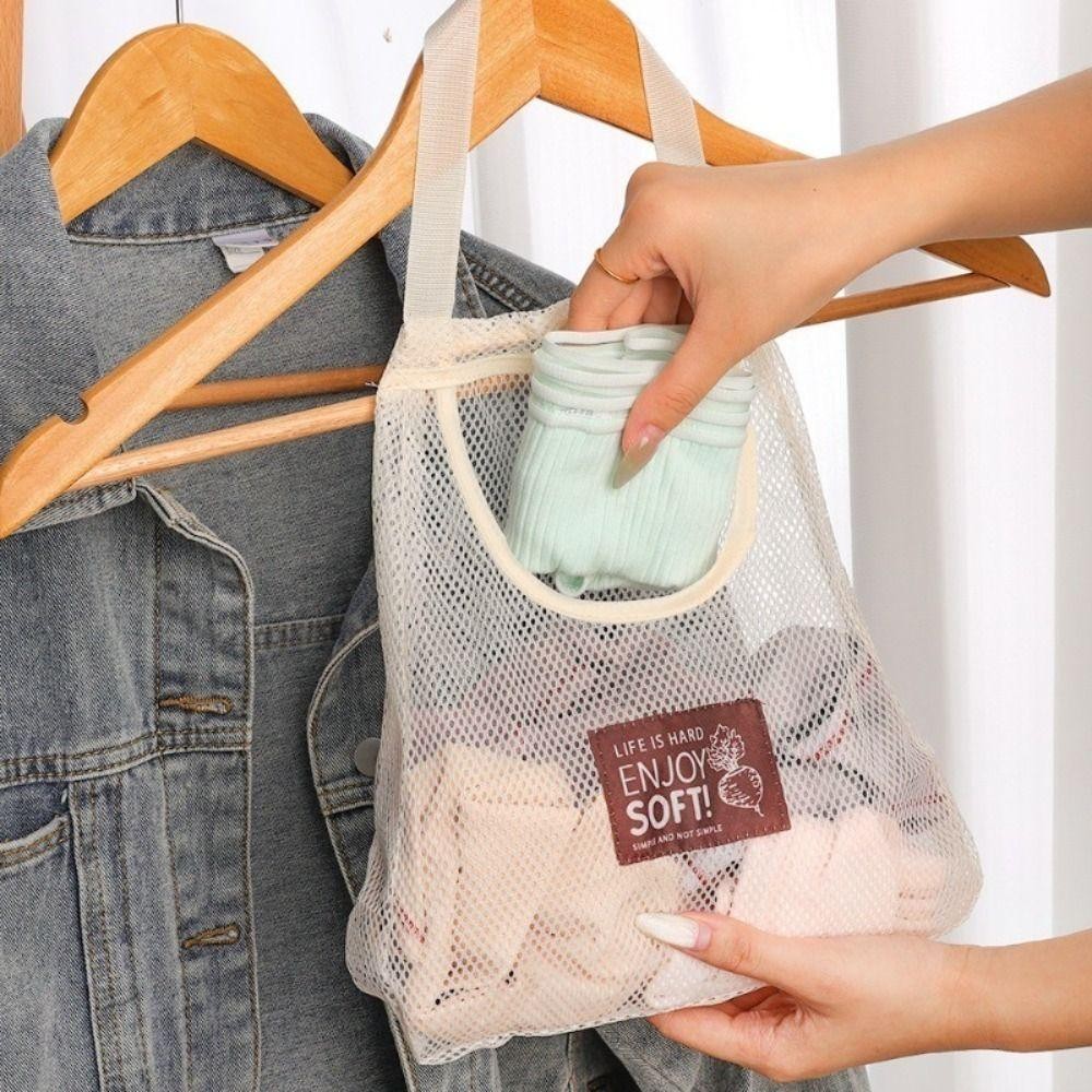 ถุงเก็บของกระจุกกระจิก ตัวเอง, จับกว้างกลวงแขวนออแกไนเซอร์,นํามาใช้ใหม่ผักชุดชั้นในถุงเท้าความจุขนาดใหญ่ครัวตาข่ายถุง - รูปที่ 3