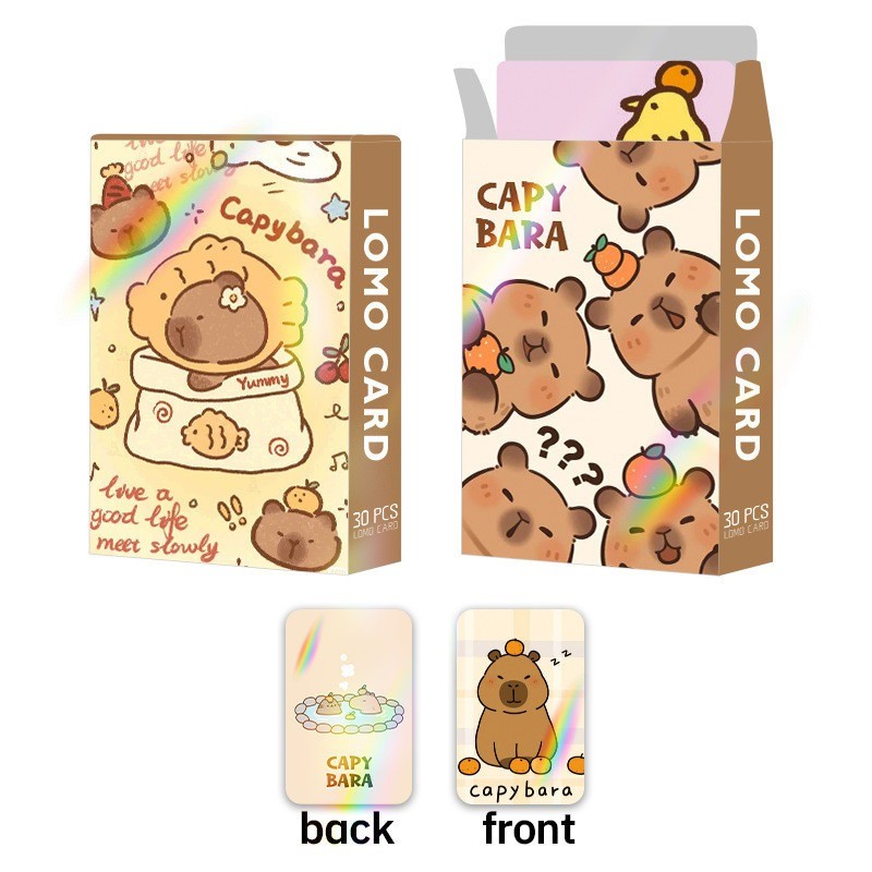 30 ชิ้น/เซ็ตการ์ตูนสร้างสรรค์ Capybara เลเซอร์ Lomo การ์ดสัตว์น่ารัก HD Photocard ของขวัญคอลเลกชันการ์ด