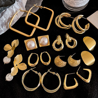 ต่างหูโลหะสุดเก๋ย้อนยุคต่างหูระดับไฮเอนด์หรูหรา