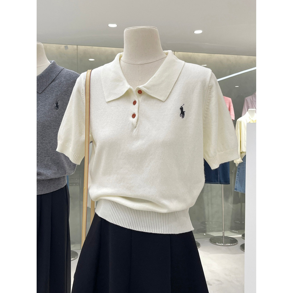 Lapel ปักเสื้อกันหนาวด้านบนเกาหลี Casual All-Match Commuter เสื้อยืด