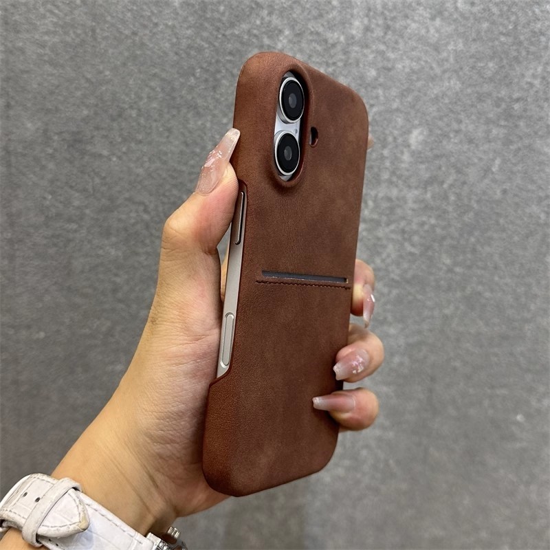 Skin-Feeling Sheepskin / Simple Half Pack / Card Slot เข้ากันได้กับ iPhone 16 15 14 13 12 Pro max 16plus 15plus 14plus เคสโทรศัพท์