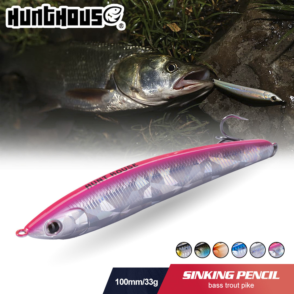 Hunthouse ตกปลาดินสอ Hard Jerk Lure Sinking น้ําเค็ม 100 มม.33g Trolling Smith Super Surger สําหรับ Seabass ปลาเทราท์ Isca Artificia