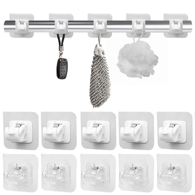 แนะนำ ผ้าม่าน 2/4/6 ชิ้น ตะขอแขวนผ้าม่านแบบมีกาวในตัว / ที่ยึดราวแขวนผ้าม่านห้องอาบน้ำแบบไม่มีตะปู / ที่ยึดสำหรับแขวนผนัง ราคาพิเศษ มีเก็บเงินปลายทาง