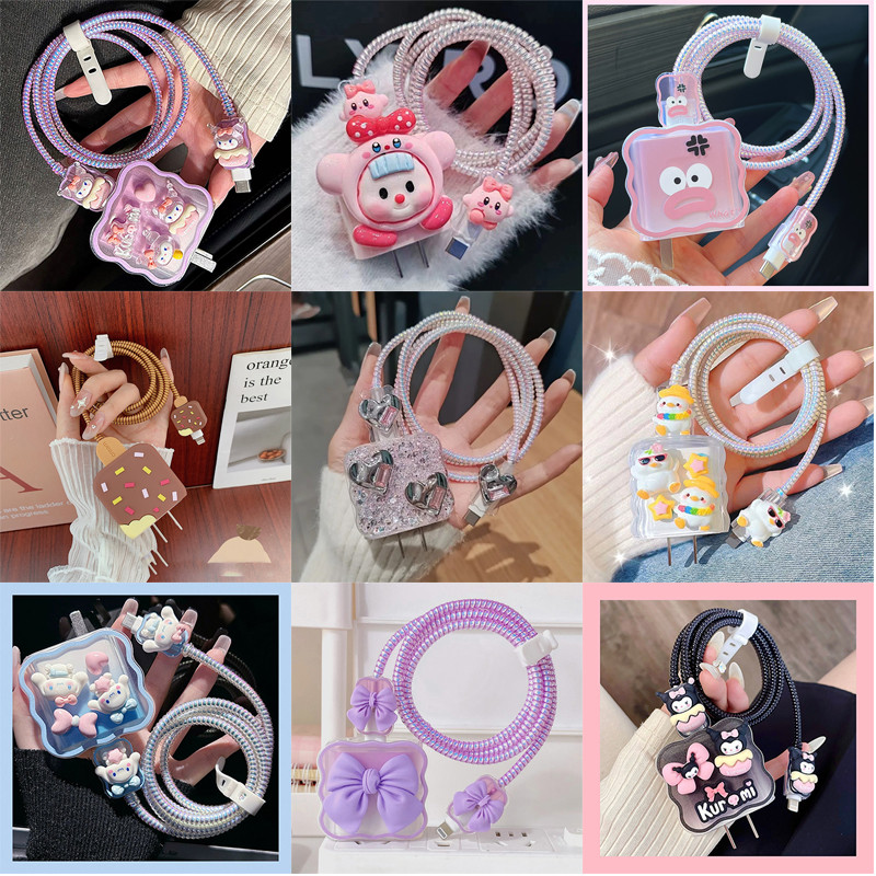 【ส่งจากไทย 100ลาย】เคส สำหรับ ไอโฟน Apple Power Adapter 18W/20W สายชาร์จ ลายการ์ตูนน่ารัก Cable Bite ตัวถนอมสายชาร์จ
