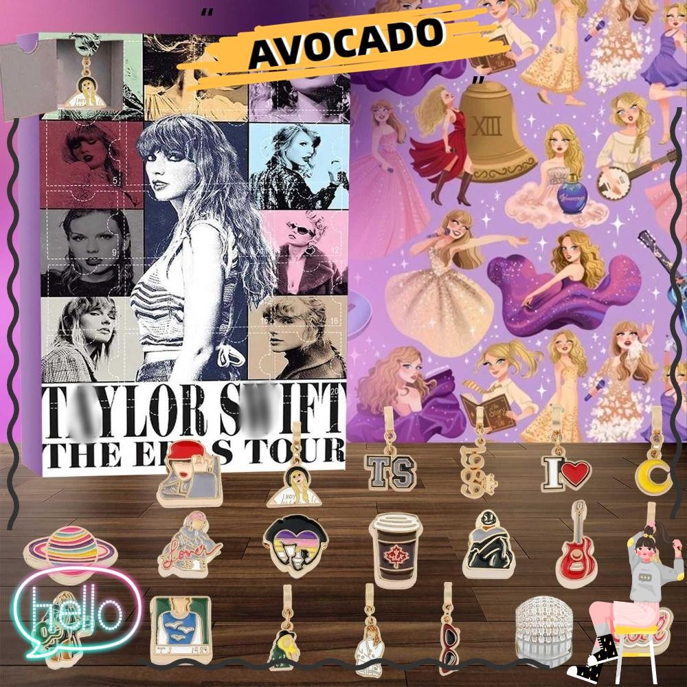 Avocar Taylor Swift Bracelet, Alloy Jewelry Christmas Advent Calendar, Favorite Bracelet Accessories Christmas Decorative Box Gift Girls