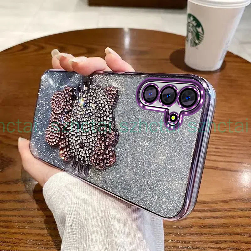เคส Samsung A55 A15 A25 A35 A05S A04S A14 A24 A34 A54 5G หรูหรา ชุบแฟลช เคสโทรศัพท์สําหรับ พร้อมเพชร เคที แคท โปร่งใสป้องกันกันกระแทก เคสโทรศัพท์ Samsung A55 A15 A25 A35 A05S A04S A14 A24 A34 A54 5G