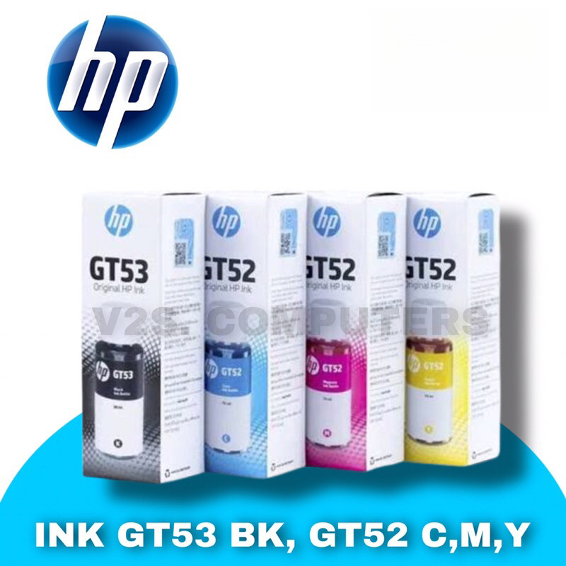 HP หมึกอิงค์เจ็ทชนิดเติม 4 in 1 สีดำ, สีฟ้า, สีม่วงแดง, สีเหลือง GT53 BK, GT52 C,M,Y ของแท้ 100%