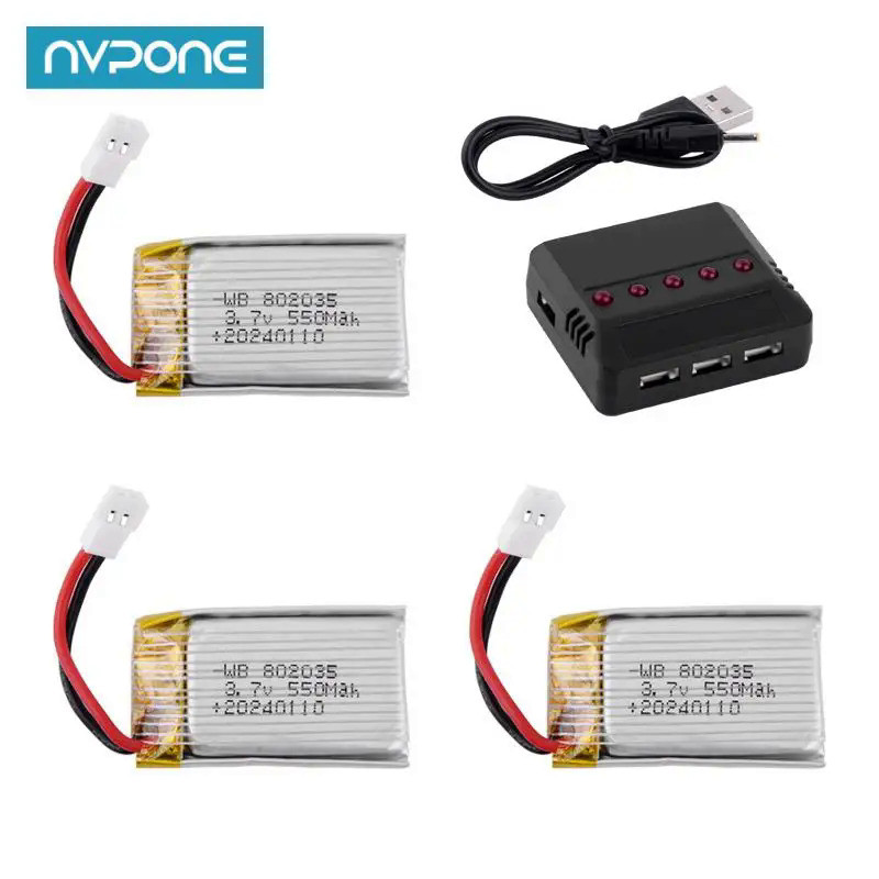 3.7V 550mAh Lipo Battery For X4 H107 H31 KY101 E33C E33 U816A V252 H6C RC Drone Spare Parts 3.7v 802