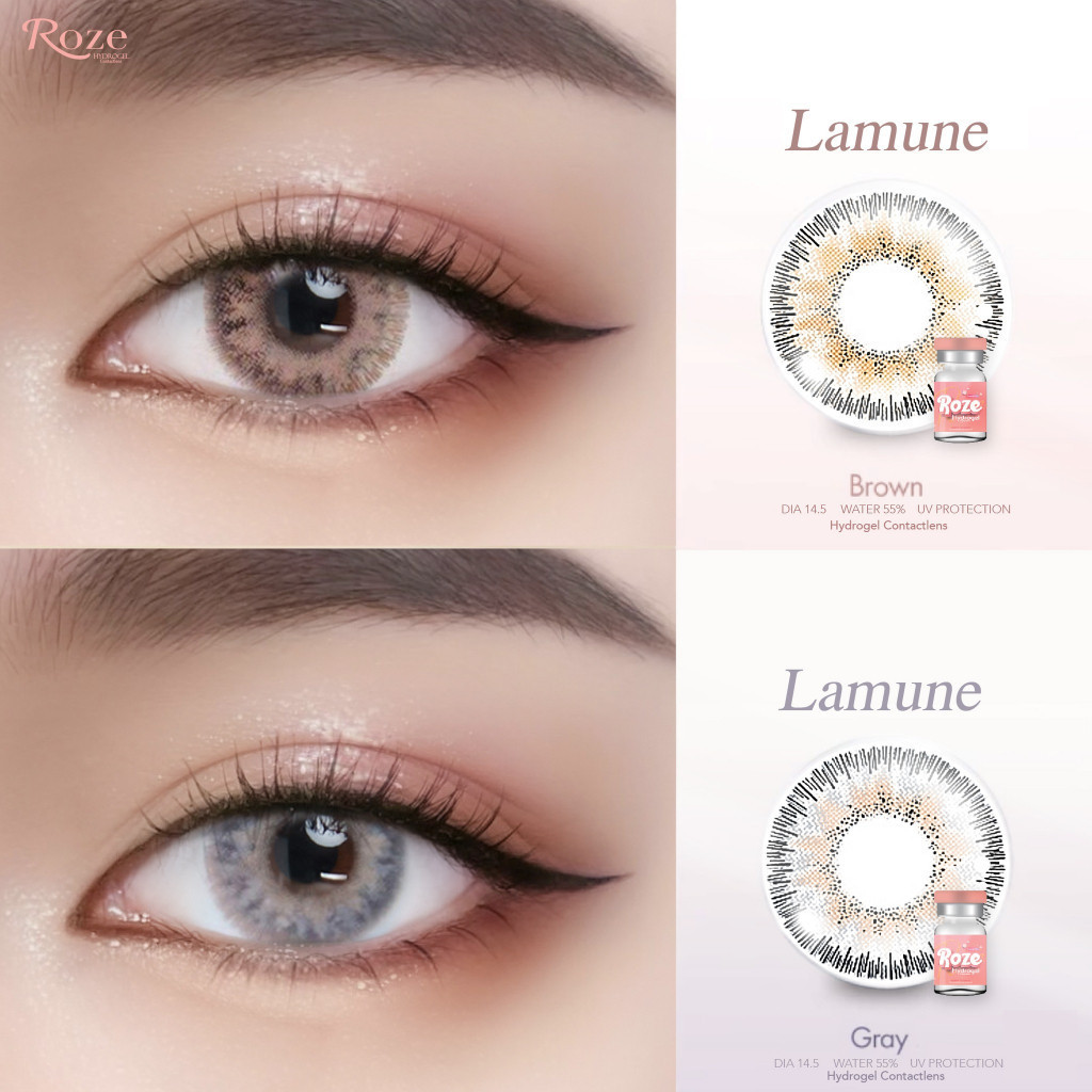 🔥คอนแทคเลนส์ Hydrogel ❤️Size : S❤️รุ่น Lamune (Rozelens) สี : Brown / Gray