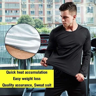 Baju ซาวน่า slimming ฟิตเนสลดน้ําหนักซาวน่าชุดเหงื่อสําหรับชายเหงื่อออกเร็วชุดติดตามซาวน่าแจ็คเก็ตวิ่งออกกําลังกายยิม Anti-Rip ชุด Burning Fat Plus
