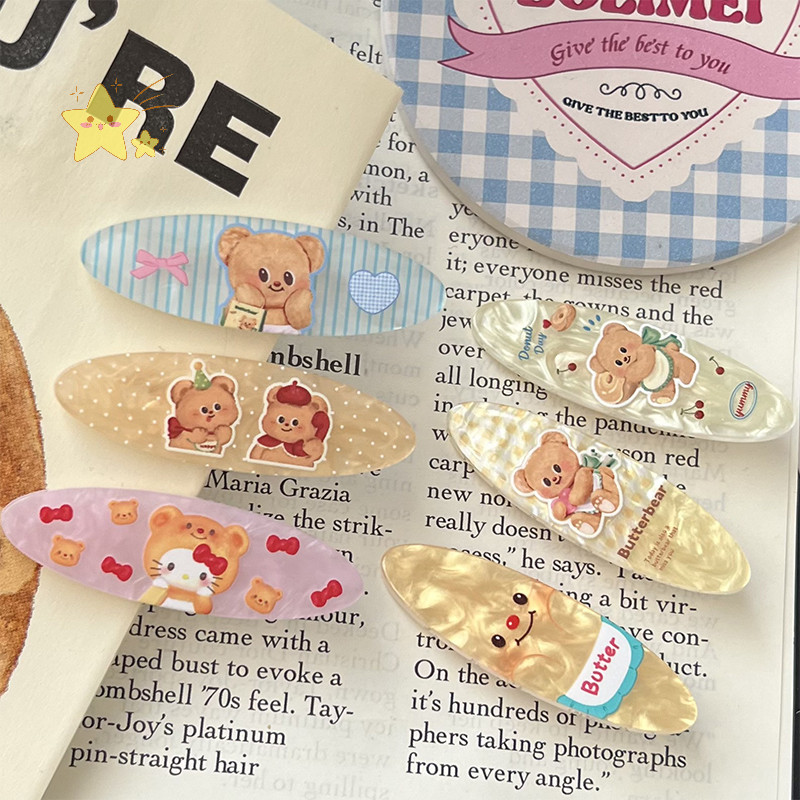 [JBTH] การ์ตูนแฟชั่นหมีเนยกิ๊บสําหรับผู้หญิงสาวหวานอเนกประสงค์ด้านข้างคลิปหน้าม้าน่ารัก Kawaii อุปกรณ์เสริมผมของขวัญ [JB]