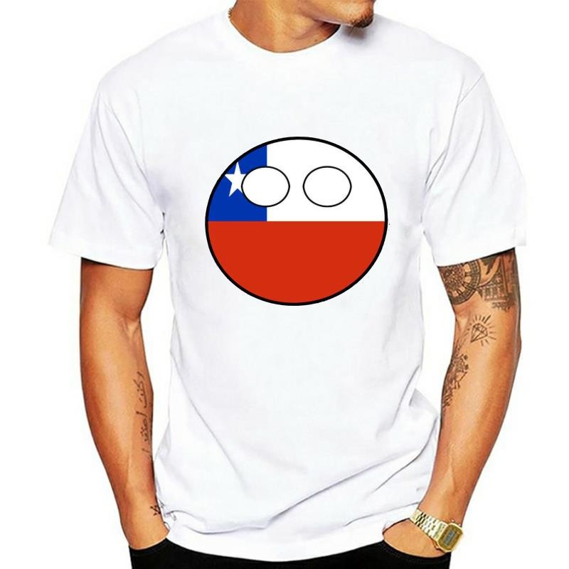 เสื้อยืดแขนสั้นสำหรับผู้ใหญ่และเด็ก ออกแบบกราฟิก Countryball Laenderball Land Heimat Chile แบบธรรมชา