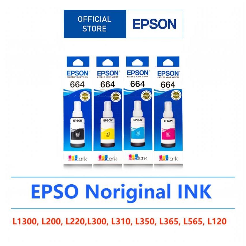 หมึก EPSON หมึกแท้ 664 L-Series หมึกเติม เอปสัน ของแท้ รุ่น 664 T664 L100 L120 L200 L210 L220 L360 L365 L565 L1300