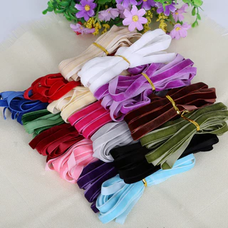 5 หลา 10 มม.สีทึบกํามะหยี่ริบบิ้นไม่ยืดหยุ่นลูกไม้ริบบิ้นสําหรับ ทําเอง เย็บเสื้อผ้าอุปกรณ์ตกแต่งงานฝีมือ ทําเอง