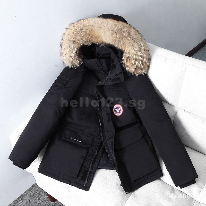 Winter goose down jacket men's and women's trendy short loose fitting work clothes white duck down collar hooded jacket YPDE KGQA