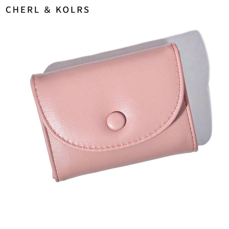C&k กระเป๋าสตางค์ใบสั้นผู้หญิงสีทึบเรียบง่ายเวอร์ชั่นเกาหลีกระเป๋าบัตรอินเวอร์ชั่นเกาหลี