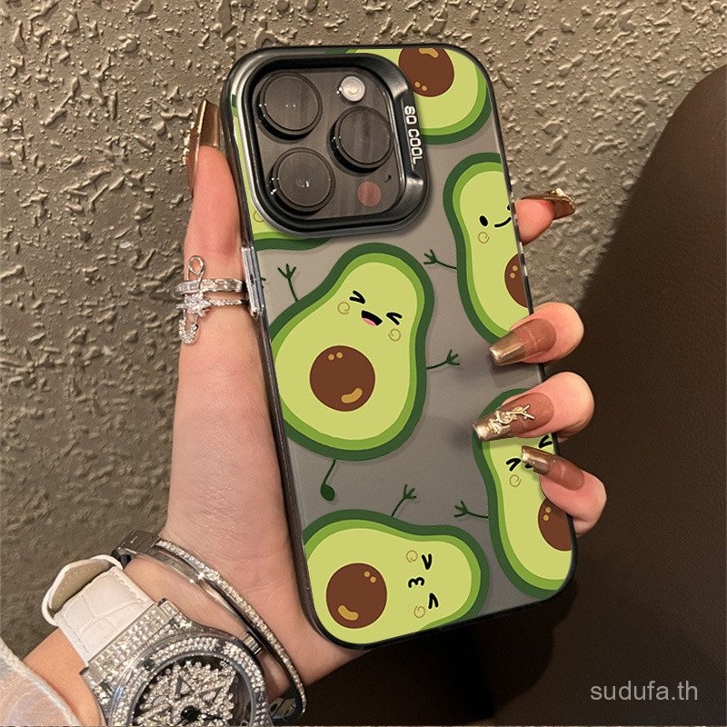 เคสโทรศัพท์มือถือกันกระแทกสร้างสรรค์สไตล์ INS เรียบง่ายอะโวคาโดอีโมจิสำหรับ iPhone 16 16pro 16PROMAX 15PROMAX 15 14 13 12 11 PRO MAX XS 8PLUS 13PROMAX 14Pro เปลือก TPU