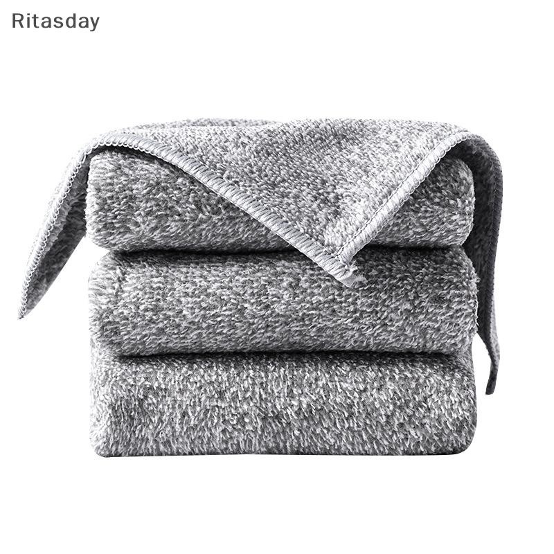 Ritasday ห้องครัวผ้าขนหนูทําความสะอาดนุ่มถ่าน Fibr ผ้าทําความสะอาดผ้าเช็ดจานดูดซับน้ํามัน Rags หม้อจานซักผ้าเช็ดผ้าใหม่