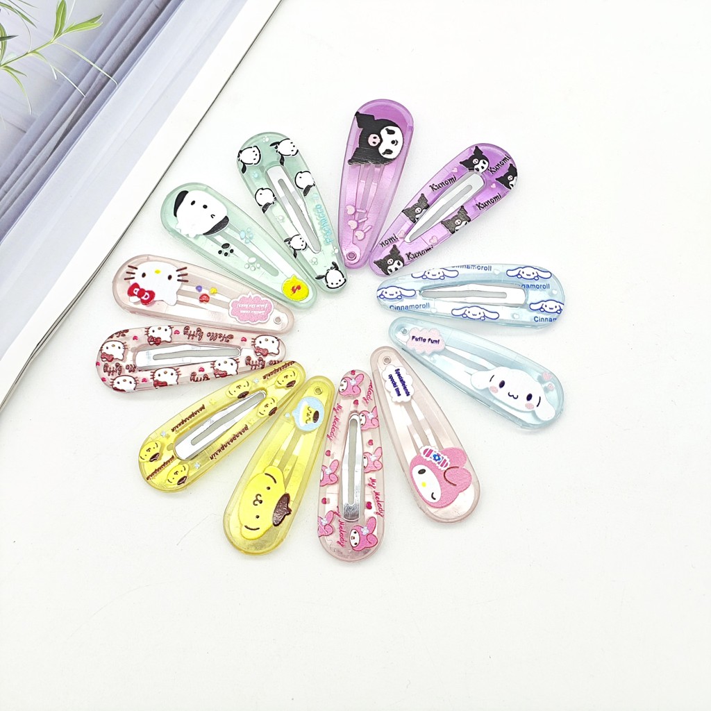 2 ชิ้น/เซ็ต Sanrio การ์ตูนเด็กกิ๊บติดผมน่ารัก Kuromi Bangs คลิปแฟชั่นใหม่ Y2k BB คลิป