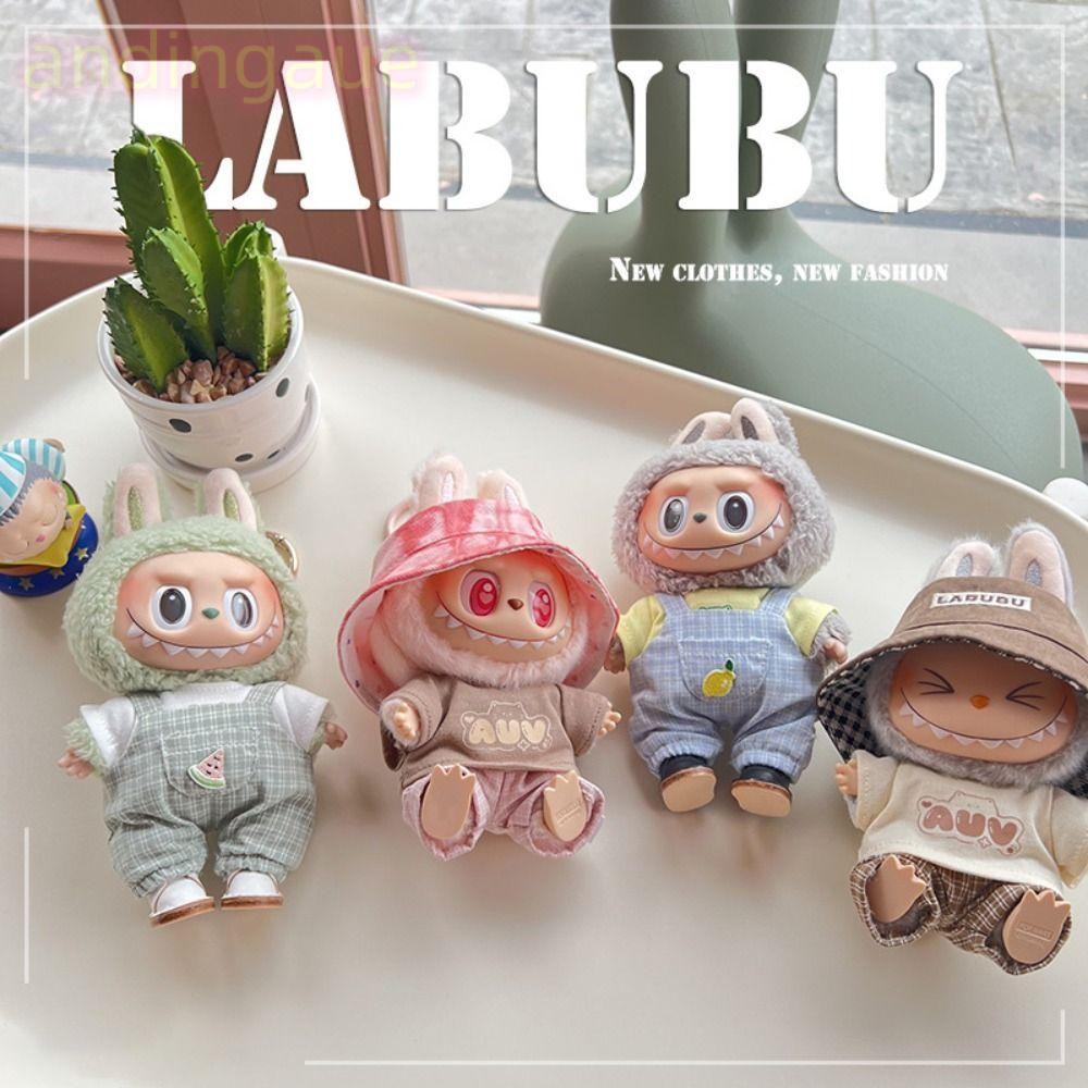 Andin Doll Accessories กระโปรงผ้าโปร่งประดับโบว์ Labubu Time To Chill Filled Labubu Doll Clothes, Handmade|Cos Gift Doll Overalls สําหรับตุ๊กตาลาบู 17 ซม.