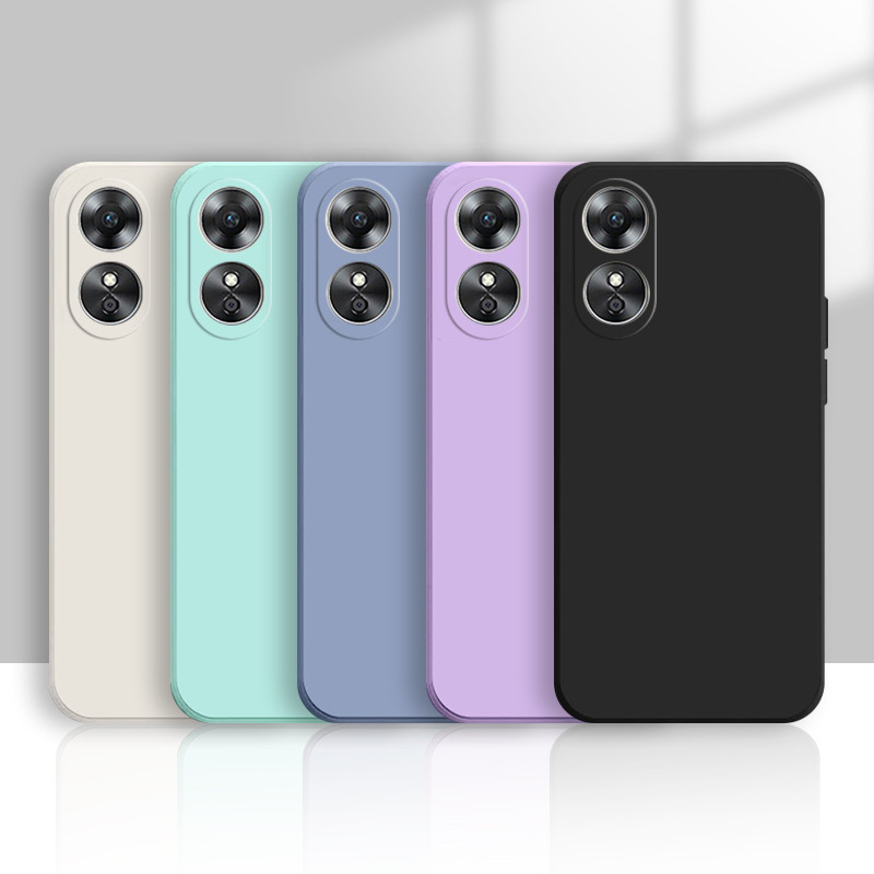 เคส OPPO A17 A17K เคสโทรศัพท์ซิลิโคนอ่อนนุ่มครอบคลุมอย่างเต็มที่สีฟ้าสีเขียวสีดําสีม่วงสีขาวเคสป้องกันโทรศัพท์ VNX1