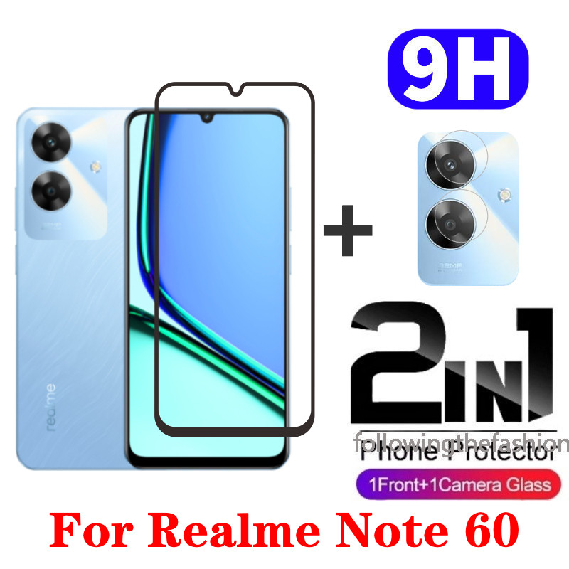 2 in 1 ป้องกันหน้าจอสําหรับRealmeหมายเหตุ 60 Note60 4G 2024 Full Coverage HDกระจกนิรภัยป้องกันหน้าจอโทรศัพท์ฟิล์มด้านหน้ากล้องกลับฟิล์ม