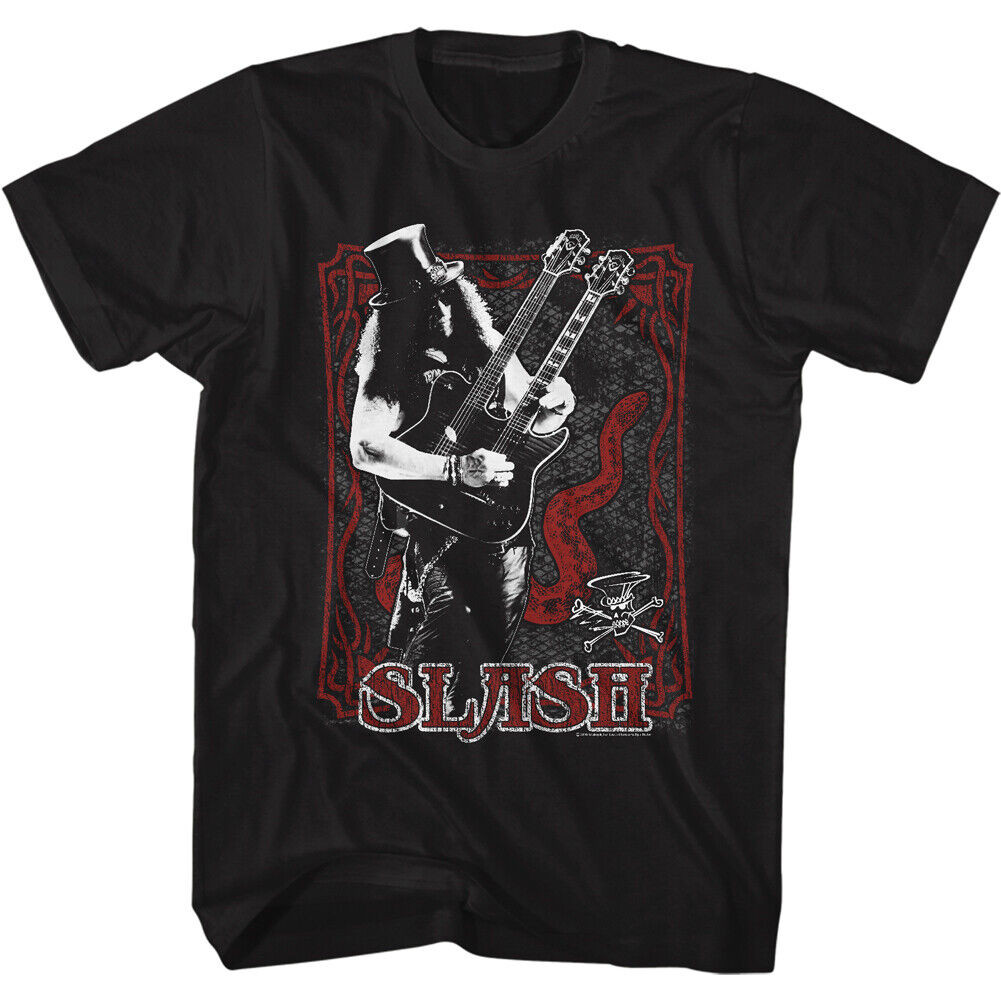 Slash Play Double Guitar Mens T Shirt Heavy Metal Music Merch
