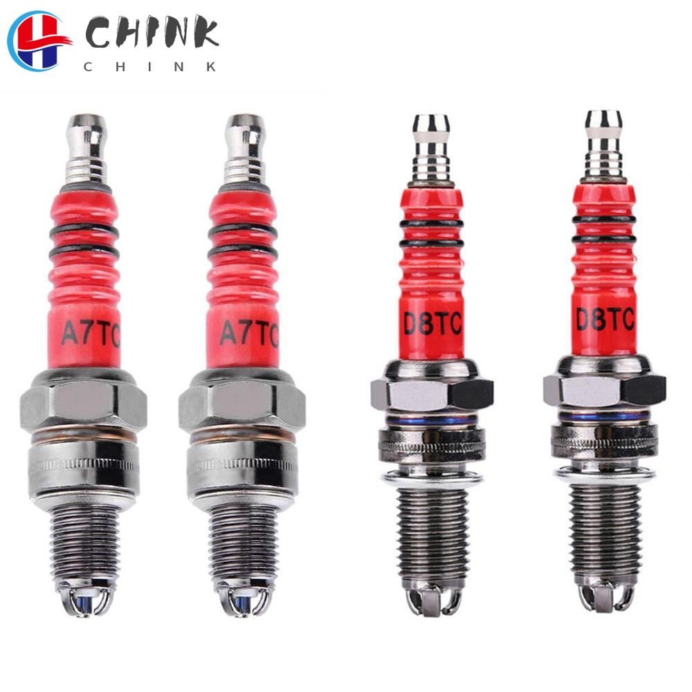 Chink หัวเทียนรถจักรยานยนต์, A7TC D8TC หัวเทียนแข่งโลหะ, ทนทาน 3 Triple Electrode ATV สกู๊ตเตอร์ Sparking Plug GY6 CG 50 70 110 125 150CC รถจักรยานยนต์