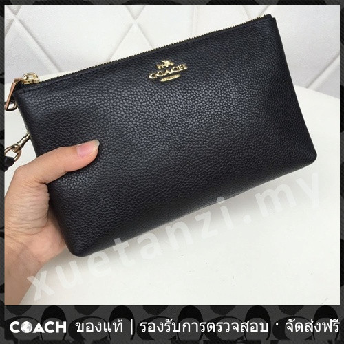 แท้ กระเป๋าสะพายข้างผู้หญิงซิปคู่ Pebble Leather Lyla COAC H Crossbody 38273