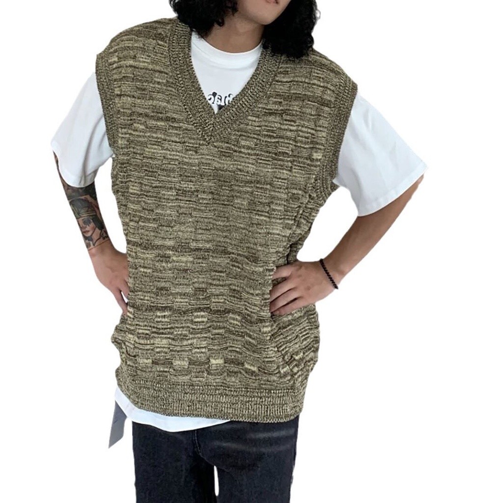 56MEN Vest A591 เสื้อกั๊ก ไหมพรม คอวี ถักลายสาน กันหนาว สไตล์เกาหลี
