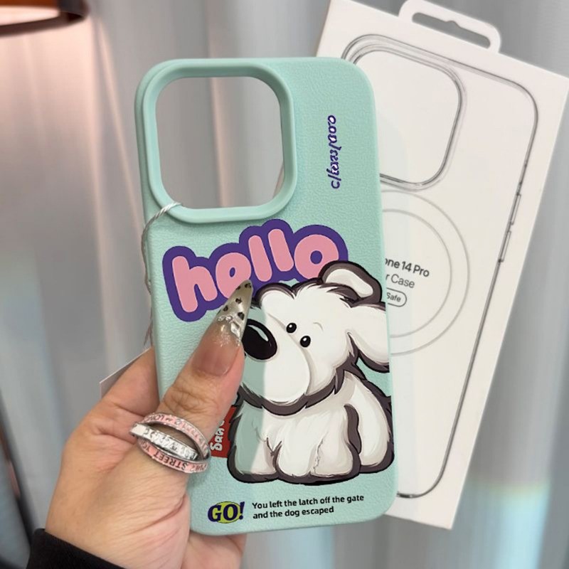 Dog เคสไอโฟน for iPhone 16 15 13 11 Pro Max 11 12 14 Pro Max XR XS Max 15 16 Plus เคสโทรศัพท์มือถือลายหนังป้องกันการตก