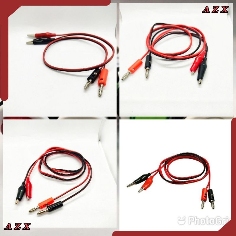 พร้อมส่ง สายดำแดง หัว-ท้าย เป็น Banana jack +ปากคีบ ความยาวสายประมาณ45CM กับ 1M  1เส้น ส่งทุกวัน