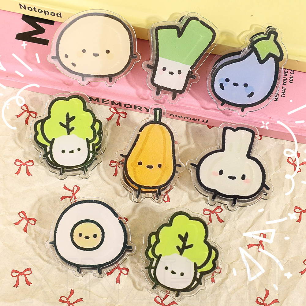 [3-5 วันมาถึง] ที่ใส่บันทึกสองด้านผักตลก-มินิการ์ตูนน่ารักคลิปเก็บอะคริลิสําหรับไฟล์บันทึกภาพกระดาษ-นักเรียนเอกสารบันทึกหนีบ-สํานักงานเครื่องเขียน-คลิปปิดผนึกขนม